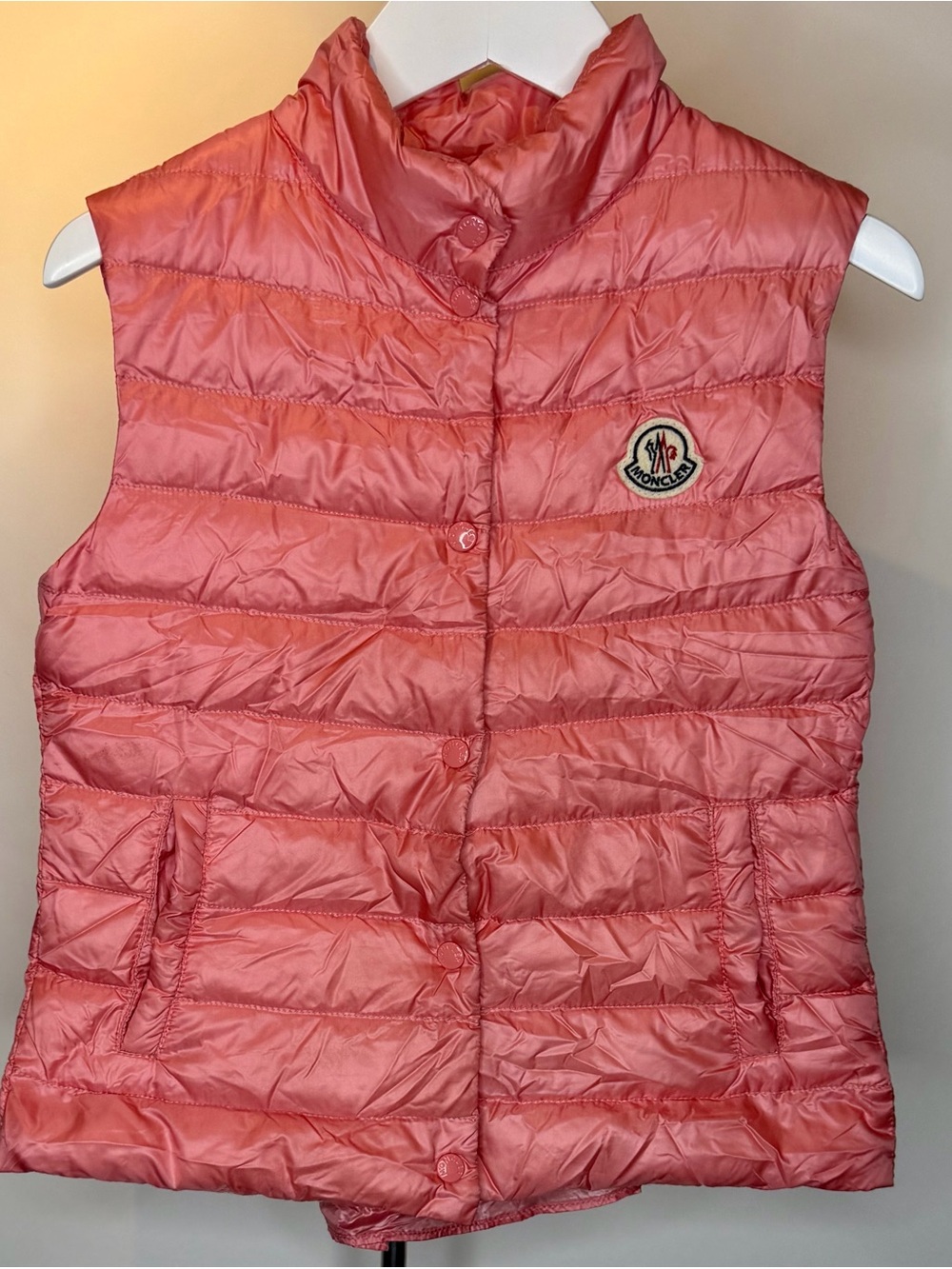 Moncler Hiva Kids Girl’s Pearly Coral Quilted Down Vest